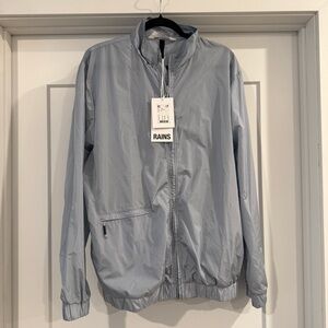 NWT- Rains Windbreaker Bomber Track Jacket Unisex Size Large Color Sky